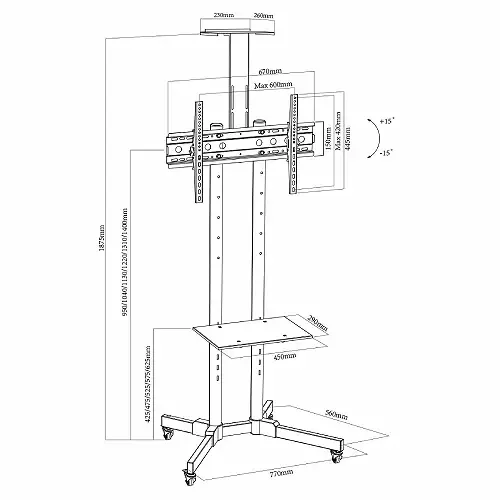 Soporte de piso Pedestal 1500 (Y1500) - vista 2